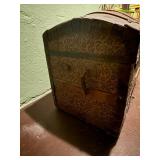 Trunk - Antique Floral-Pattern with Leather Straps & Iron Hardware