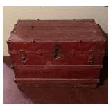 Steamer Trunk - Antique Red Wood with Iron Hardware