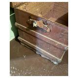 Steamer Trunk - Antique Red Wood with Iron Hardware