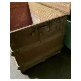 Steamer Trunk - Antique Red Wood with Iron Hardware