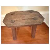 Rustic Wooden Stool with Thick Plank Top and Four Legs
