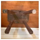 Rustic Wooden Stool with Thick Plank Top and Four Legs