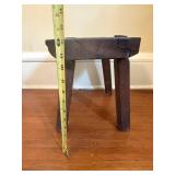Rustic Wooden Stool with Thick Plank Top and Four Legs