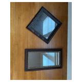 Ornate Wall Mirrors - Diamond-Shaped & Rectangular With Gold Bead Frames (Lot of 2)