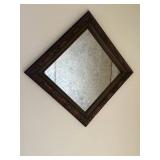 Ornate Wall Mirrors - Diamond-Shaped & Rectangular With Gold Bead Frames (Lot of 2)
