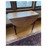 Round Drop-Leaf Dining Table with Turned Legs