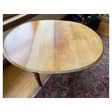 Round Drop-Leaf Dining Table with Turned Legs