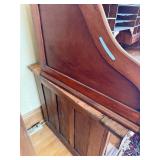 Antique Oak Roll-Top Desk - Tambour, Upper Cubby Shelves & Dual Pedestal Drawers