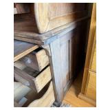 Antique Oak Roll-Top Desk - Tambour, Upper Cubby Shelves & Dual Pedestal Drawers