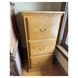 Oak Finish 3 Drawer File Cabinet  - Natural Oak Grain