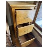 Oak Finish 3 Drawer File Cabinet  - Natural Oak Grain