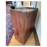 Vintage Wooden Storage Chest with Heavy Iron Hinges
