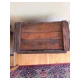 Vintage Wooden Storage Chest with Heavy Iron Hinges