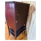Vintage Carved Wood Cabinet with Drawer and Open Shelves