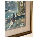 Impressionist Waterfront Landscape Painting - Signed Molder