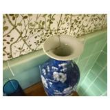 Blue & White Porcelain Vase with Floral Design - Includes Lidded Jar, 2 Cups, & 2 Glass Tumblers