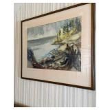 Molder Framed Coastal Landscape Print - 1970