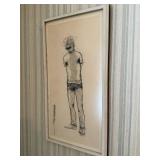 Original Ink Figure Sketch - Signed Framed Figure Study