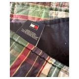 Wooden Headboard and Frame,  Tommy Hilfiger Plaid Quilt Bedspread