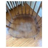 Antique Windsor-Style Wooden Rocking Chair - Spindle Back, Curved Crest Rail, Solid Wood