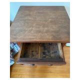 Antique Wooden End Table with Drawer