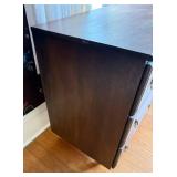 Dark Wood Six-Drawer Dresser with Brass Ring Pulls - Vintage Bedroom Furniture