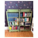 Pair of Green Painted Wood Bookcases -  *books NOT included