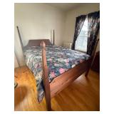 Wooden Four-Poster Bed Frame with Tall Turned Posts