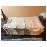 Assorted Textiles Throws & Blankets - Beige Cream, Denim & Plaid