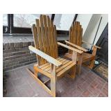 Wooden Adirondack Chairs Set of 2 - Slat Back Patio Outdoor Seating