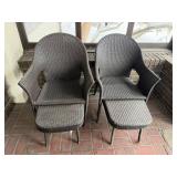 Wicker Patio Chair Set with Ottoman - 3-Piece Outdoor Furniture