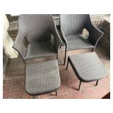 Wicker Patio Chair Set with Ottoman - 3-Piece Outdoor Furniture