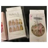 Nail Art Supplies - Assorted False Nails, Decals & Beads (Lot of 6)