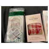 Nail Art Supplies - Assorted False Nails, Decals & Beads (Lot of 6)