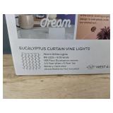 West & Arrow Eucalyptus Curtain Vine Lights - 66 LEDs, 6 Strands, Battery-Operated - Brand New