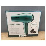 Conair Style & Shine Hair Dryer 1875W Tourmaline Technology - New