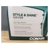 Conair Style & Shine Hair Dryer 1875W Tourmaline Technology - New
