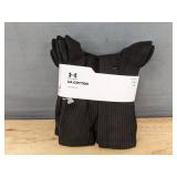 6 Pairs Under Armour Cotton Crew Socks Large, Black - Brand New
