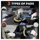 GEVEELIFE Buffer Polisher, 6 Inch/7 Inch 1600W Rotary Car Buffer Polisher Waxer, 7 Variable Speed 1000-3500 RPM, $70 Retail - New