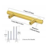 29 Pack of 5" Brushed Gold Cabinet Handles or Dresser Drawer Pulls, 3" Hole Centers - Brand New