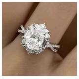 Moissanite Silver Plated Bohemian Elegant Ring, Adjustable Band Size 6/7 - Brand New