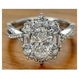 Moissanite Silver Plated Bohemian Elegant Ring, Adjustable Band Size 6/7 - Brand New