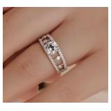 Moissanite Silver Plated Fairy Hollow Ring, Size 6 - Brand New