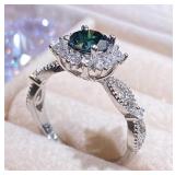 1 Carat Moissanite Silver Plated Vintage Style Ring, Size 5.5 - Brand New