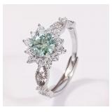 1 Carat Moissanite Silver Plated Vintage Style Ring, Size 5.5 - Brand New