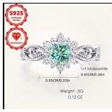 1 Carat Moissanite Silver Plated Vintage Style Ring, Size 5.5 - Brand New