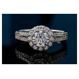 2 Carat Moissanite Silver Plated Engagement Promise Ring, Size 9 - Brand New