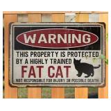 Fat Cat Protection Property Warning 8" x 12" Metal Sign - Brand New