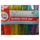 Play Day Bubble Stick Sets (Lot of 2) - 6 Pieces Each, Colorful Bubble Sticks - Brand New *P