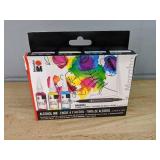 Marabu Alcohol Ink Kit - 3 Ink Bottles & Permanent Marker & Special Paper - Brand New *P